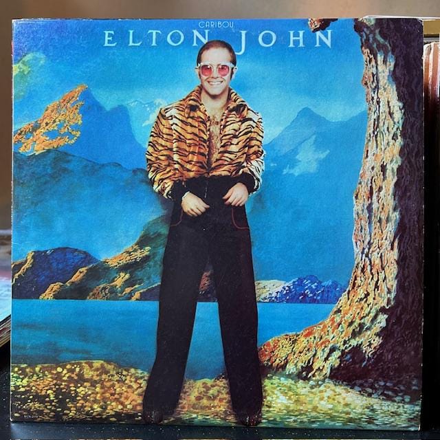 Elton John-"Caribou" Vintage vinyl record album.  "The Bitch is Back", "Don't let the sun go down on me"