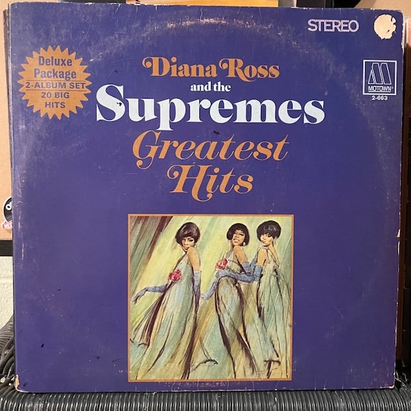 Diana Ross and the Supremes-"Greatest Hits" vintage vinyl double Motown Record album with original poster