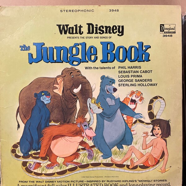 Soundtrack-"The Jungle Book" vintage vinyl record album, Book and record from Disneyland