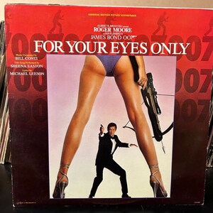 James Bond vintage vinyl record- "For Your Eyes Only" Original Motion Picture Soundtrack.  33 rpm 12" vinyl record, 007, James Bond Movies