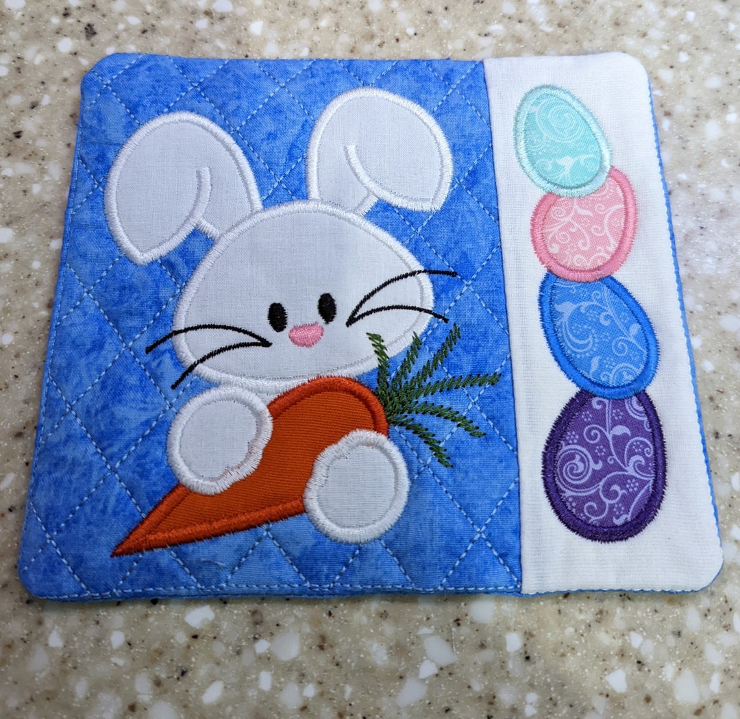 Easter Bunny Mug Rug Bunny Coaster Cute Easter Gift Hostess Etsy