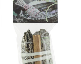 cleansing Smudging Kit - Palo Santo - Sage - Yerba Santa - with Purification Instructions