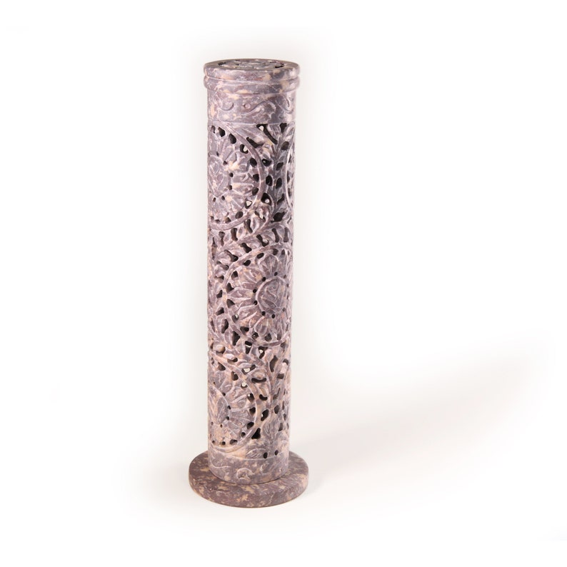 Incense Burner Soapstone Tower Rose Vine Jali Etsy
