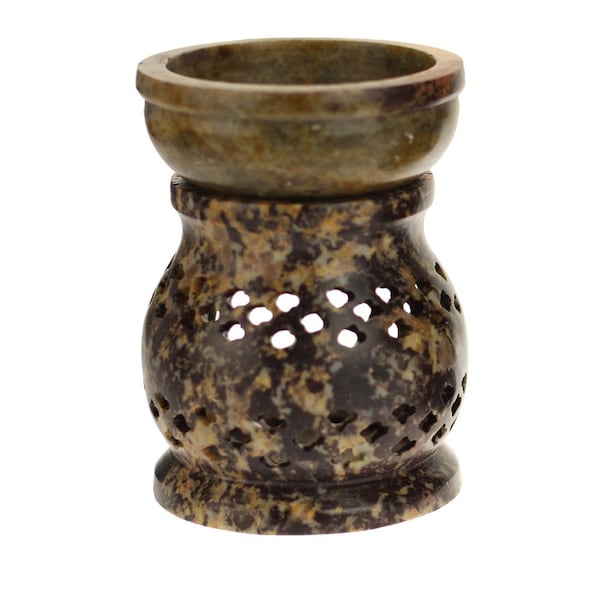 Oil Diffuser - Natural Soapstone Oil Burner Jali  3.25"