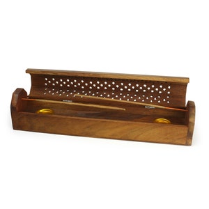 Incense Burner Wooden Box with Storage Decorative Jali Cover image 2