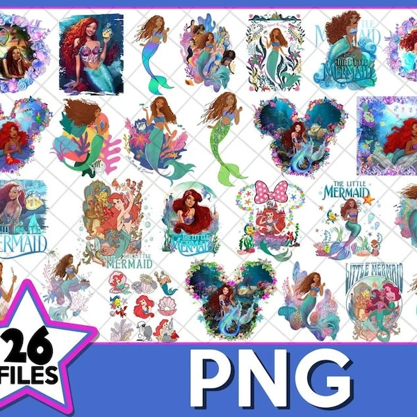 26 Little Mermaid Ariel Live Action PNG Files: Ariel Princess, Black Queen, Mermaid Princess - Instant Download