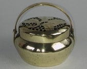 Vintage Chinese Engraved Pierced Brass Hand Warmer - Circa 1920 39 s Hinged Handle Chinese Censer Brass Cricket Cage Made In China Mark