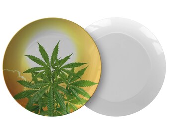 Bella Alba Cannabis Plate/Cannabis Dinnerware/Cannabis Plate/Marijuana Plate/Cannabis Gift/Marijuana Gift/Cannabis Holiday Gift