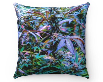 El Rainbow Cannabis Spun Polyester Square Pillow/Cannabis Pillow/Marijuana Pillow/Cannabis Decor/Marijuana Decor