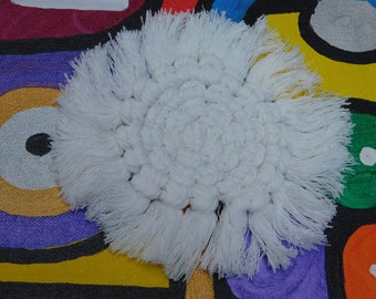 2 Handmade Circle Macramé Décor Coaster/Next Day Shipping/Make This A Gift By Adding A Personalized Pop-Up Card-Thoughtful Gift-Unique