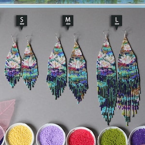 Brincos inspirados em Claude Monet, Nenúfares, Brincos artísticos, Impressionismo, Brincos de miçangas, Brinco Boho com miçangas, Presente para amantes da arte