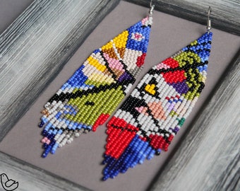 brown colorful Fringe earrings inspired by Wassily Kandinsky/'s abstract art
