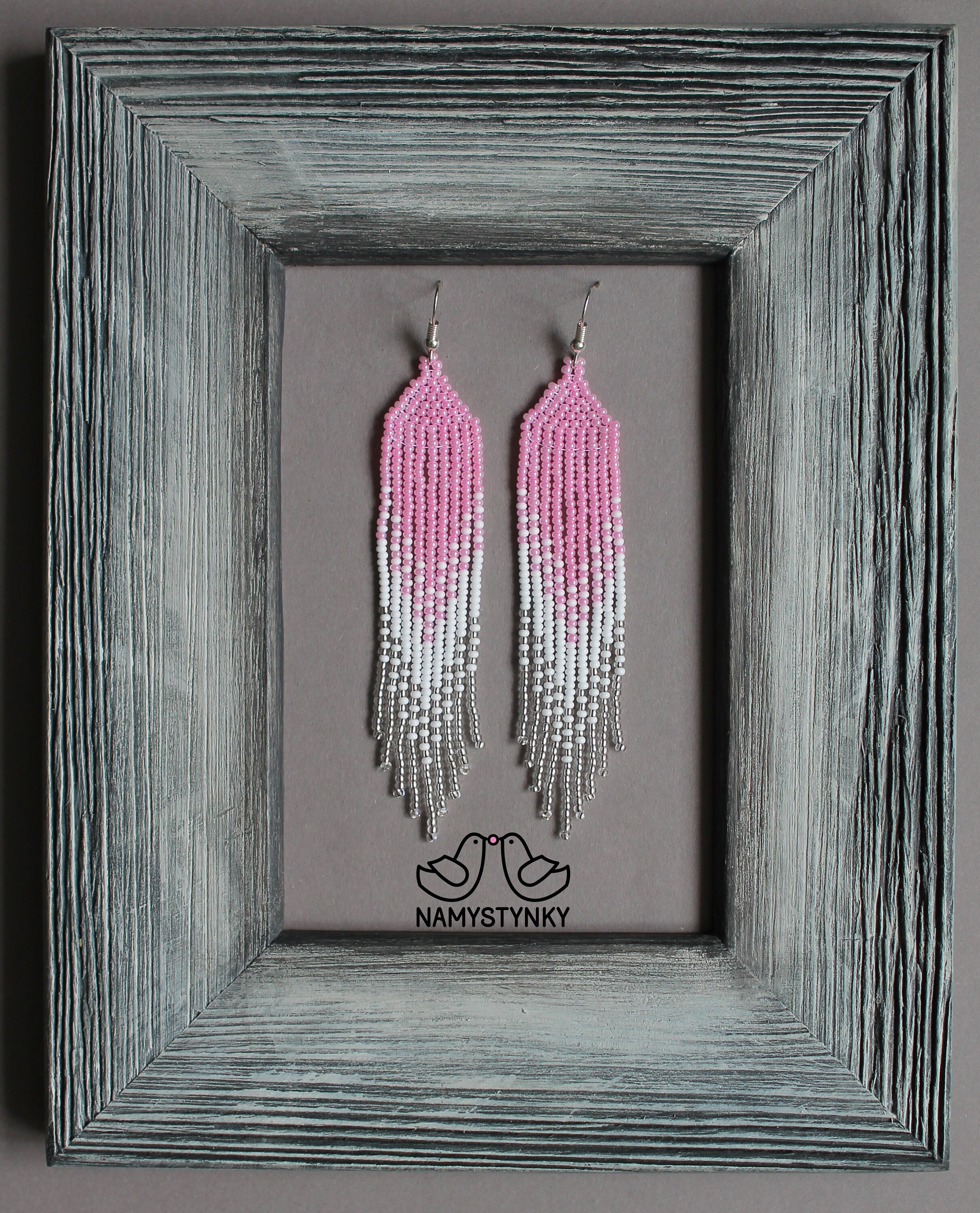 Rose beaded earrings Long earrings Pastel earrings Seed bead Etsy