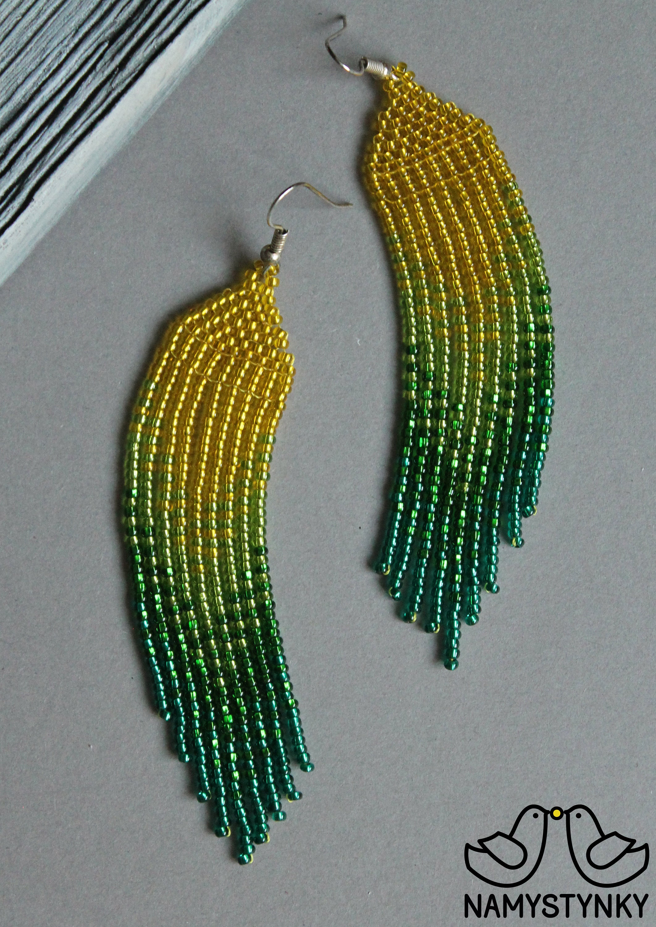 Beads Square Earring Green