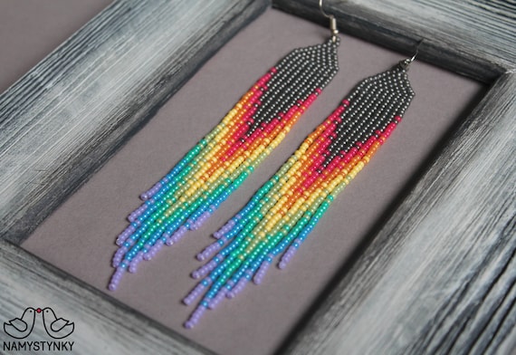 Rainbow Beaded Earrings Rainbow Beaded Earrings