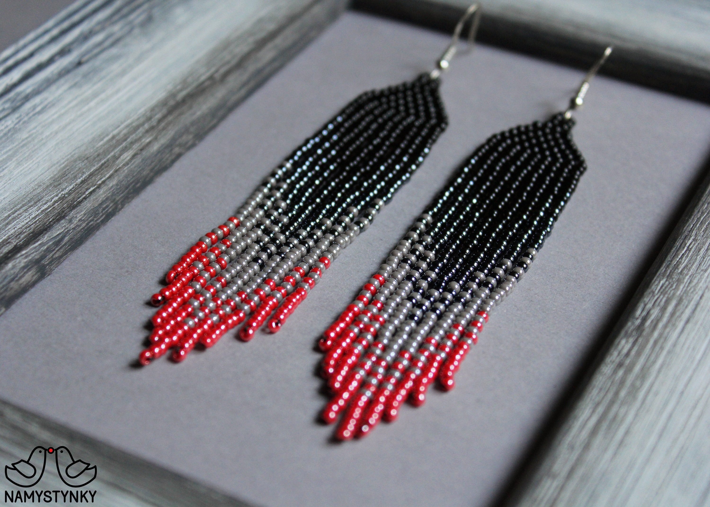 Beaded Earrings in Red