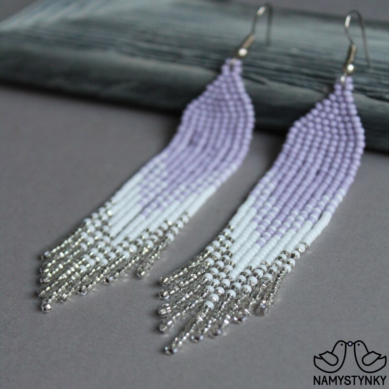Light purple beaded earrings Lilac earrings Violet earrings Etsy