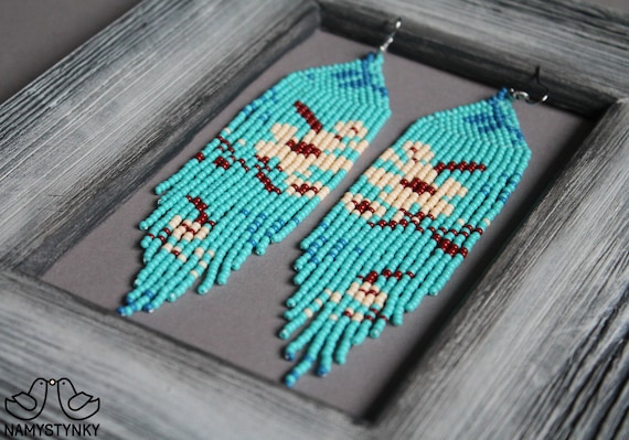 Ensemble Boucles D'oreilles + Collier Turquoise Et Corail - Longueur 22 Cm - Occasion Bon état