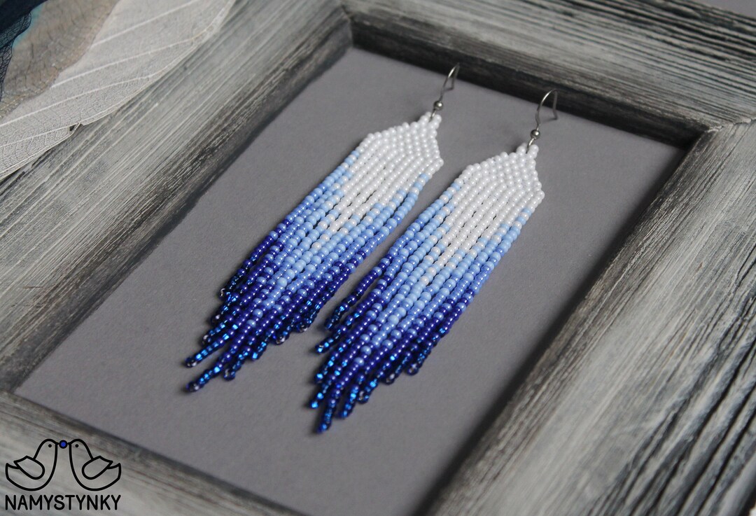 AS-Marjorie Blue Fringe Earrings