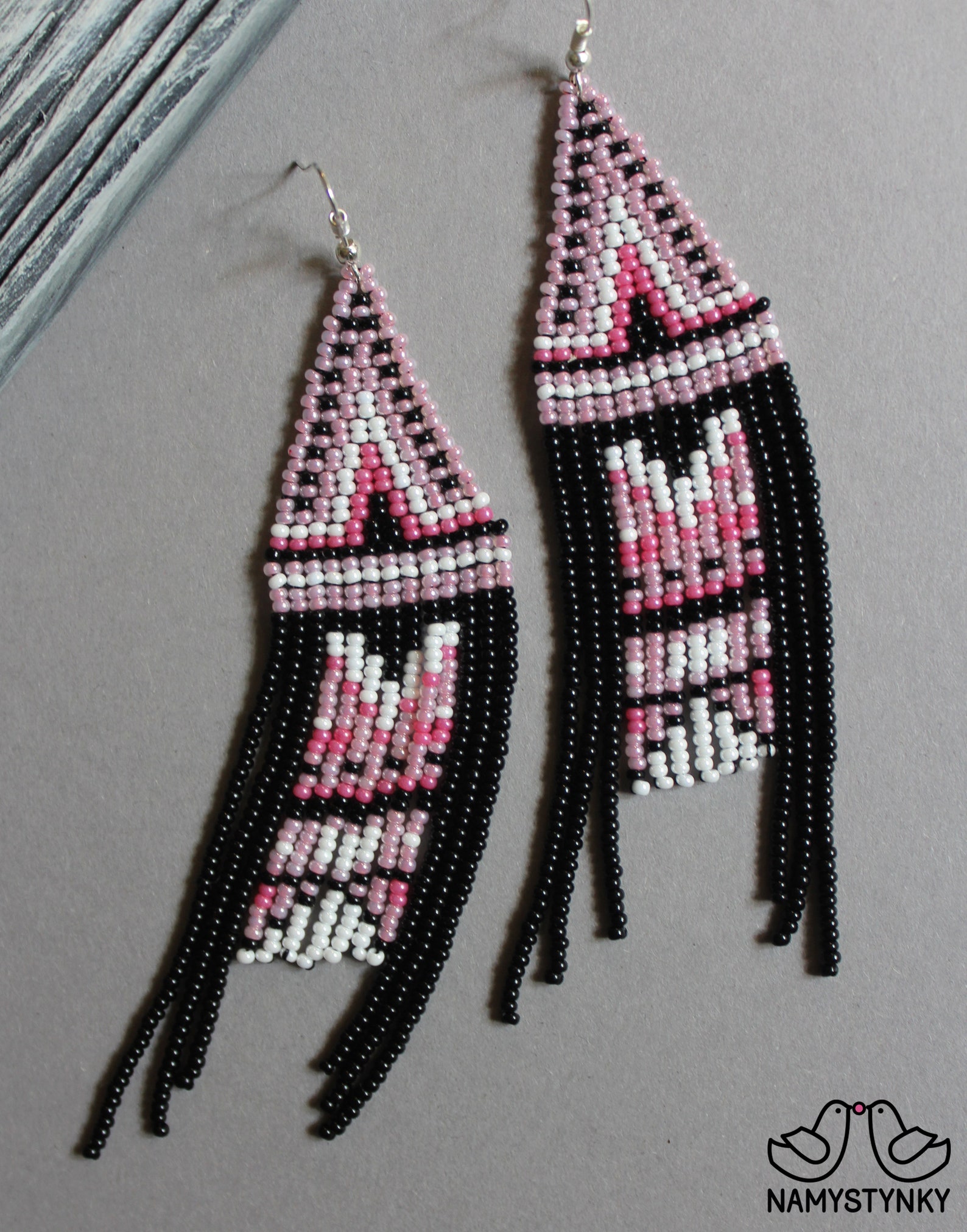 Rose Beaded Earrings Long Earrings Pink Chandelier Earrings Etsy