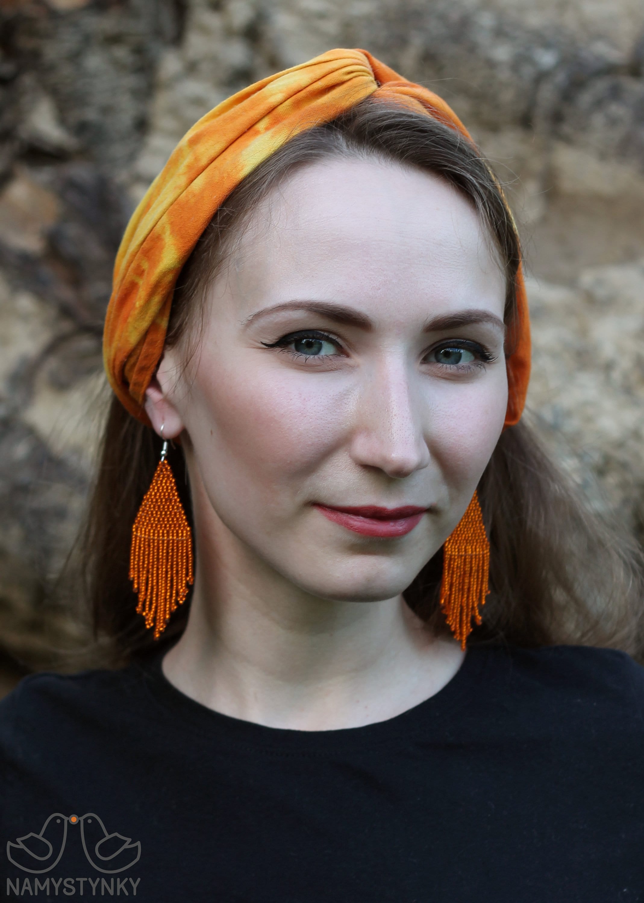 Orange beaded earrings Shining evening earrings Terracotta | Etsy
