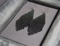 Dark Silver Beaded Fringe Earrings: Shining Seed Bead Chandelier
