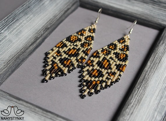 Leopard fringe earrings best sale