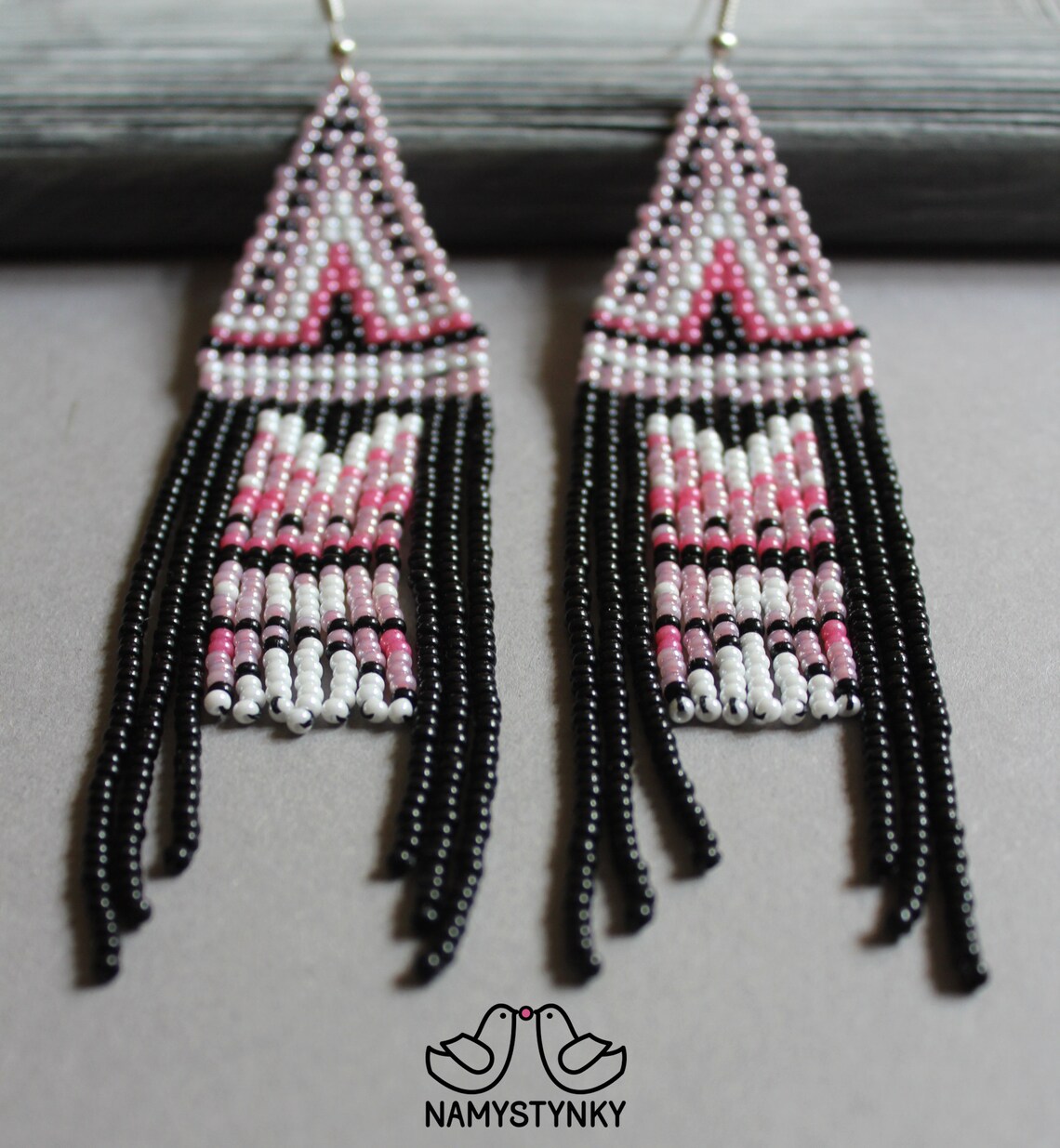 Rose Beaded Earrings Long Earrings Pink Chandelier Earrings Etsy