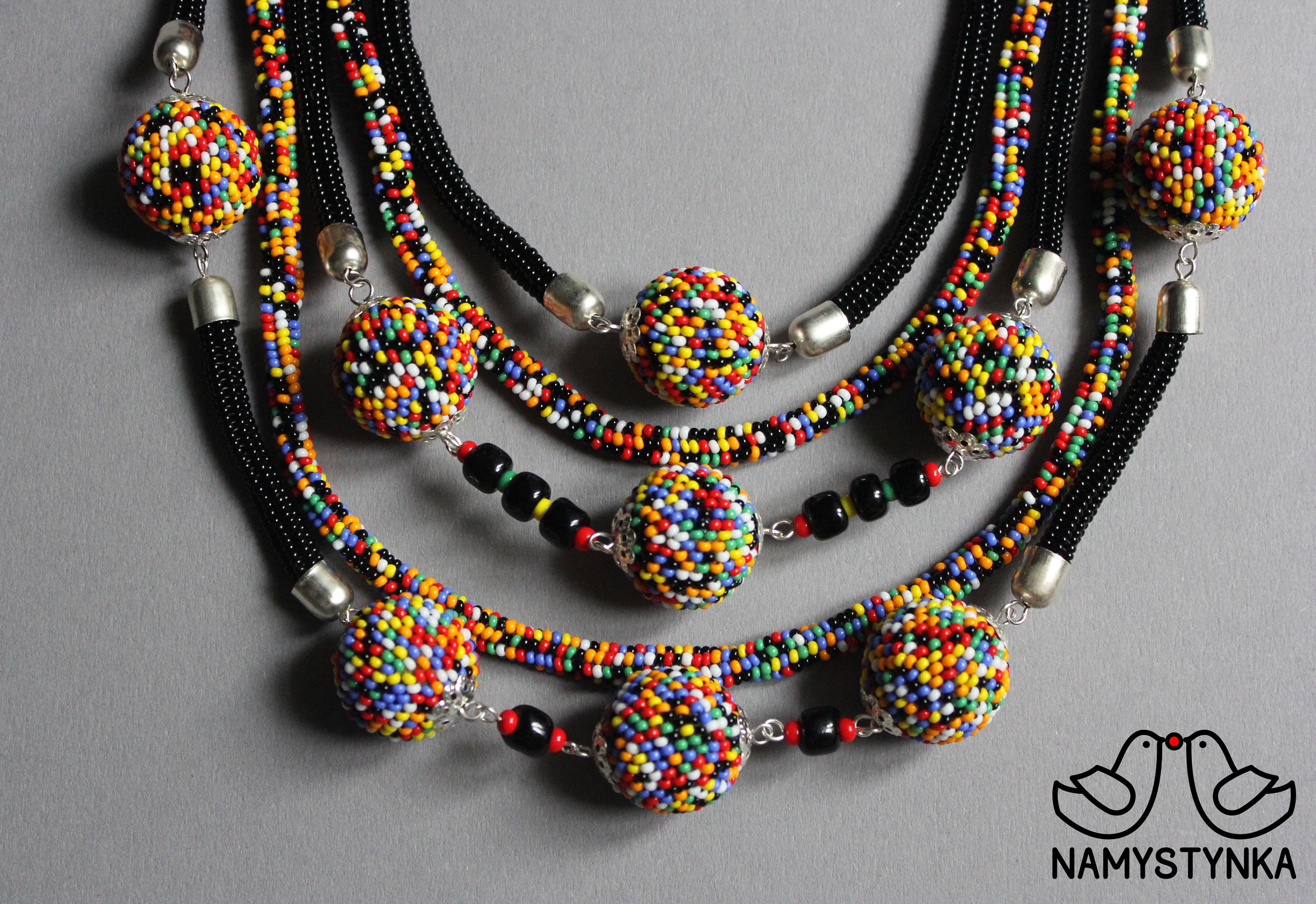 Long beaded necklace Loom beaded necklace Multicolor necklace Etsy