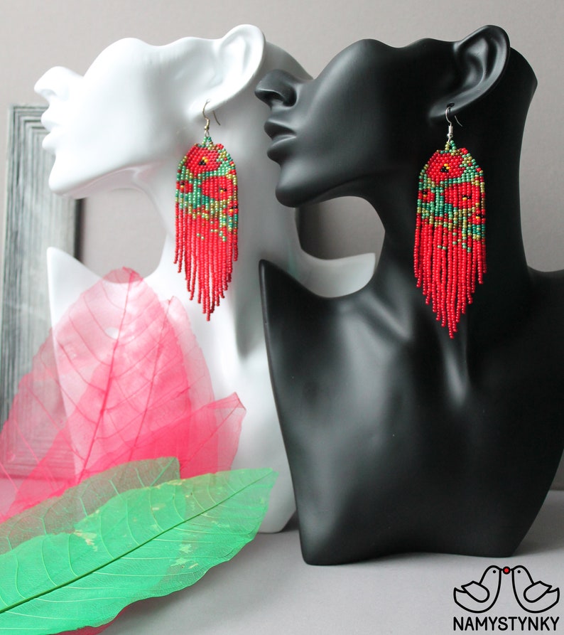 Claude Monet Earrings Artistic Earrings Impressionism Red Long | Etsy