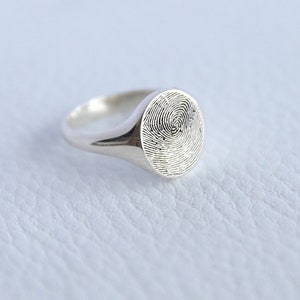 Sterling Silver Fingerprint Ring,Custom Fingerprint Jewelry,Personalized Ring,Memorial Ring,Gift For Her,JX21 image 1