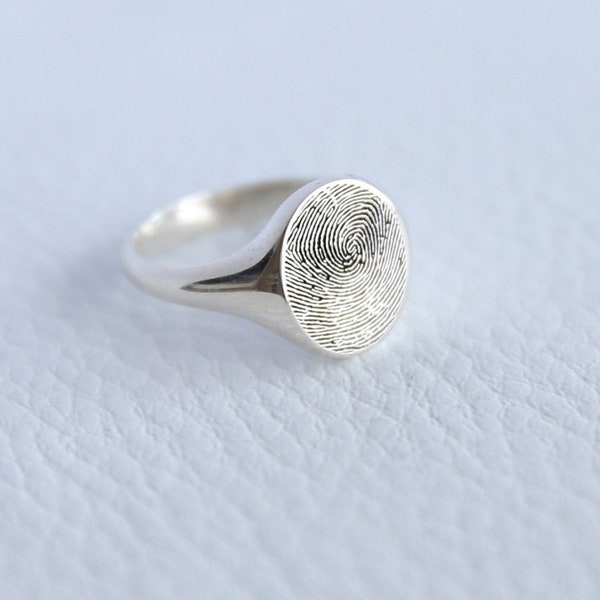 Sterling Silver Fingerprint Ring,Custom Fingerprint Jewelry,Personalized Ring,Memorial Ring,Gift For Her,JX21