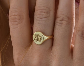 Sterling Silver Signet Ring,Personalized Jewelry,Bridesmaid Gift,Custom Initial Ring,Gift For Mom,Letter Ring,JX16