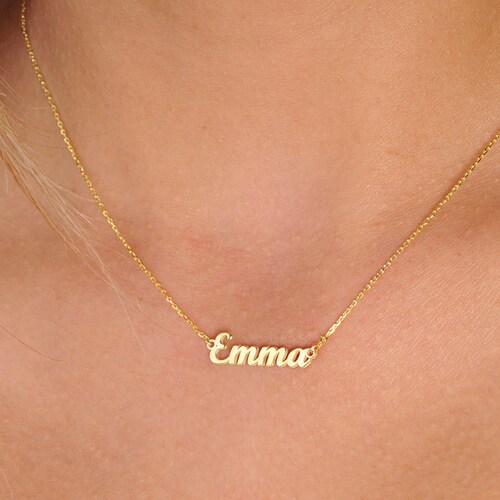 Gold necklace engraved name Clearance