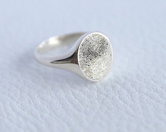 Sterling Silver Fingerprint Ring,Custom Fingerprint Jewelry,Personalized Ring,Memorial Ring,Gift For Her,JX21