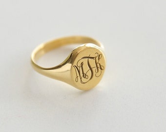 Gold Initial  Signet Ring,Personalized Monogram Ring,Engraved Signet Ring,Custom Initial Ring,Mothers Day Gift,Letter Ring,JX16