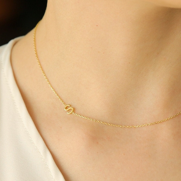 14K Solid Gold Initial Necklace,Personalized Necklace,Dainty  Necklace-Personalized Necklace-JX11