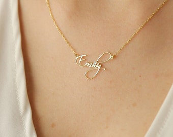 Name Necklace,Solid Gold Necklace,Gift For Mom, Personalized Necklace,14k Solid Gold Name Necklace,JX11