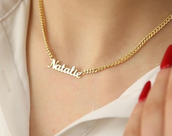 Custom Name Necklace with Curb Chain,Personalized Name Necklace,Gift For Her,JX83