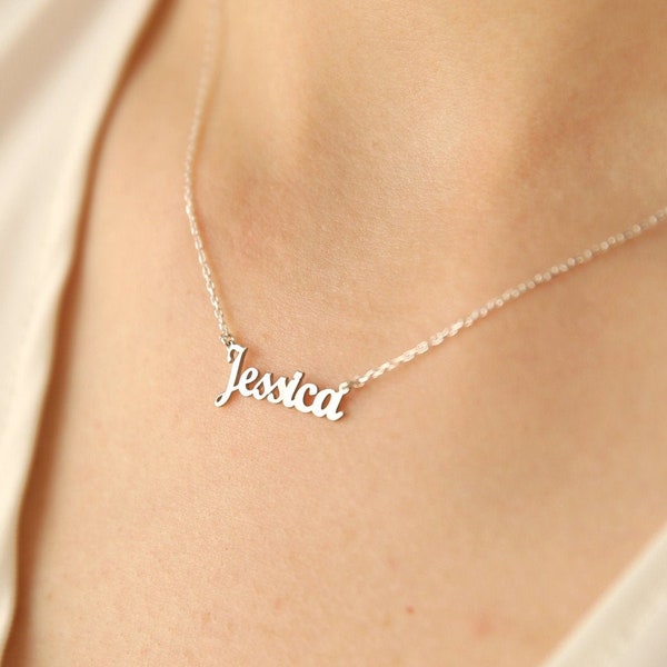 Sterling Silver Name Necklace,Gift For Her,Personalized Name Necklace, Custom Word Necklace | Silver, Gold, Rose Gold-JX02