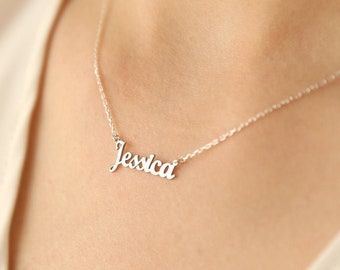 Sterling Silver Name Necklace,Gift For Her,Personalized Name Necklace, Custom Word Necklace | Silver, Gold, Rose Gold-JX02