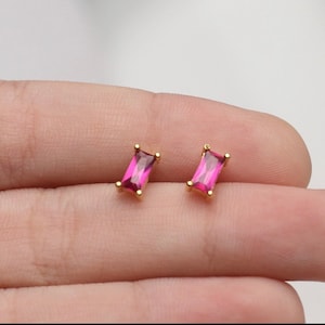 14k Gold Ruby Stud Earrings,Stud Earrings, Gold Earrings,Gemstone Earrings,Birthday Gift JX70