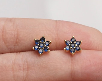 Sapphire Earring, Stud Earrings,Gold Earrings, Gemstone Earrings,Dainty Earrings,Birthday Gift JX72