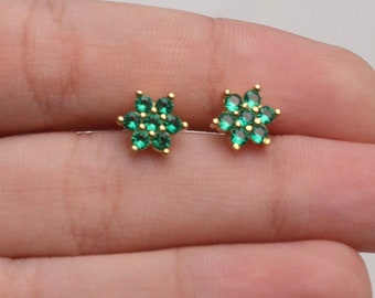 Emerald Stud Earrings,Gemstone Earrings,Dainty Stud Earrings,Gift for Her,Perfect Simple Earrings,JX67