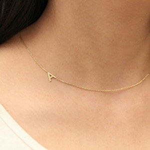 14k Gold Initial Necklace,Personalized Necklace,Gift For Her,Dainty Necklace,Letter Necklace,Personalized Jewelry, JX01 image 2