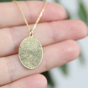 14K Solid Gold Fingerprint Necklace,Custom Necklace, Personalized Jewelry ,Personalized Gifts ,JX21