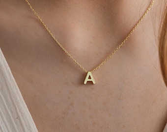 14k Gold Tiny Initial Necklace,Personalized Letter Necklace, Personalized Necklace,Bridesmaid Gift,JX34