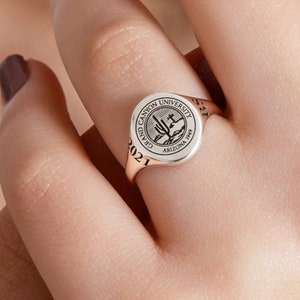 Sterling Silver College Class Ring,School Ring,Signet Ring,Graduation Ring,High School Class Ring,College Ring-JX21