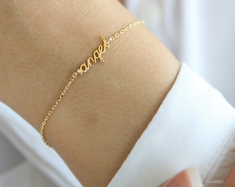Personalized Tiny Name Bracelet,Dainty Layering Bracelet,Custom Name Jewelry,Perfect Gift for Mom ,JX49