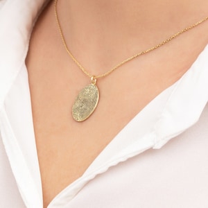14k Gold Personalized Fingerprint Necklace, Gold Necklace, Fingerprint Jewelry ,Memorial Gifts ,JX21